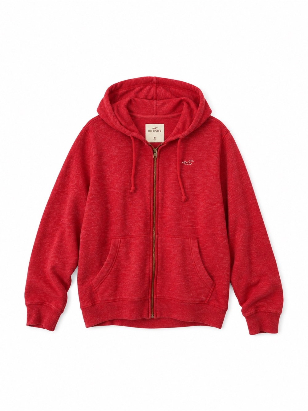 Hollister Men’s Red Zip-Up Hoodie